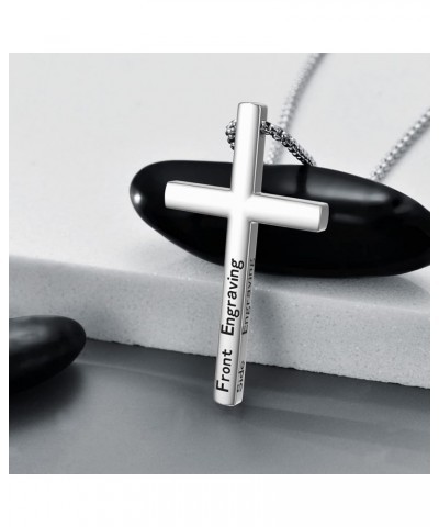 CEKAMA Customized Sterling Silver Cross Necklace for Men Women Personalized Engraved Cross Pendant Customizable Christian Jew...