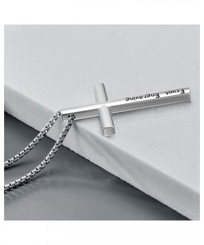 CEKAMA Customized Sterling Silver Cross Necklace for Men Women Personalized Engraved Cross Pendant Customizable Christian Jew...